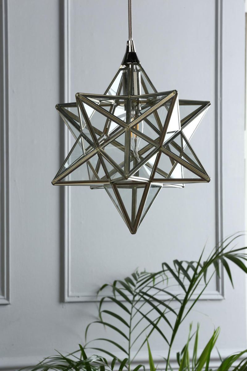 Laura Ashley Small Star Pendant Polished Silver and Glass • LA3756059-Q