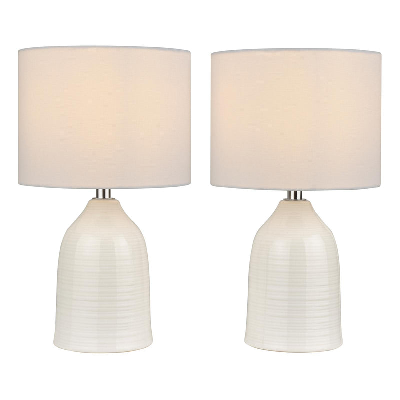 Laura Ashley Penny Twin Pack Table Lamp Cream With Shade • LA3756068-Q