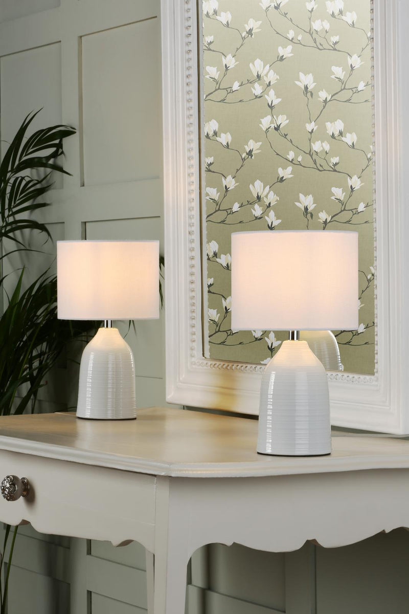 Laura Ashley Penny Twin Pack Table Lamp Cream With Shade • LA3756068-Q