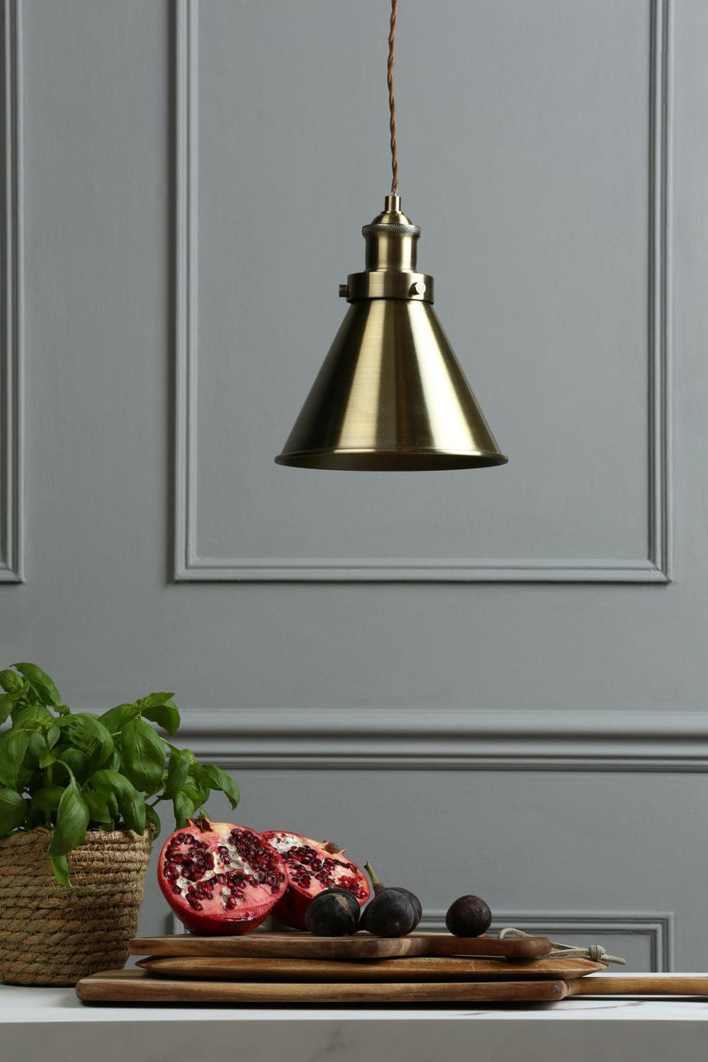 Laura Ashley Rufus Pendant Antique Brass  • LA3756075-Q
