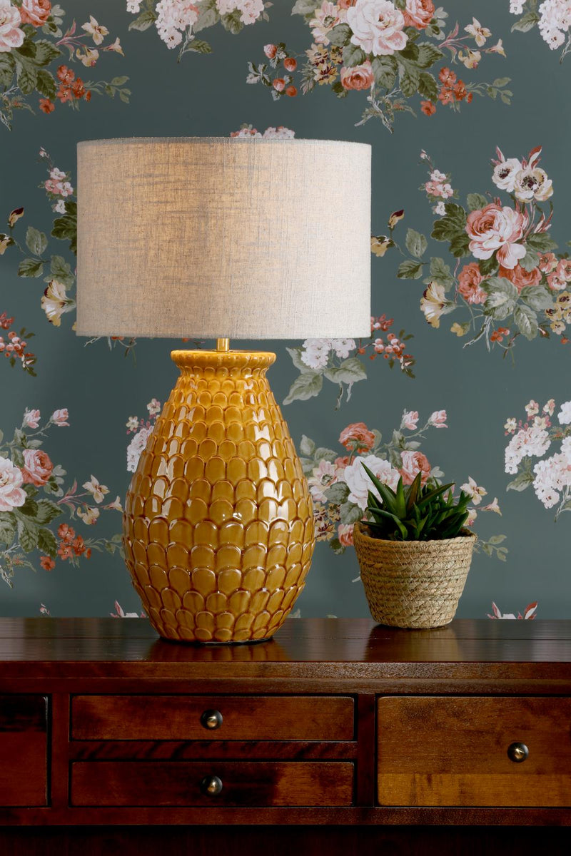 Laura Ashley Liza Table Lamp Orange Ceramic With Shade • LA3756082-Q