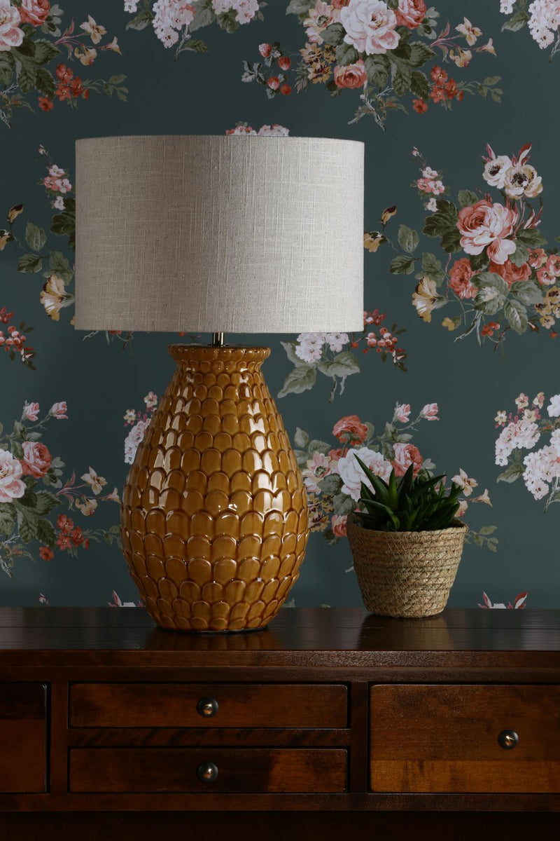 Laura Ashley Liza Table Lamp Orange Ceramic With Shade • LA3756082-Q
