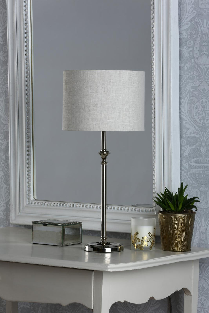 Laura Ashley Highgrove Table Lamp Polished Nickel With Shade • LA3756090-Q