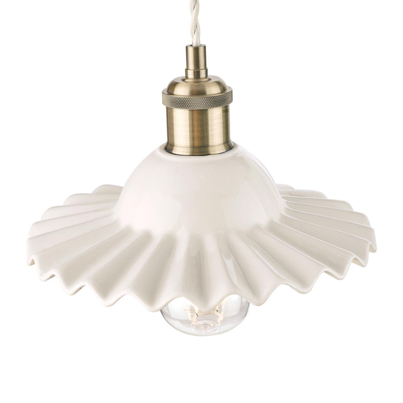 Laura Ashley Beca Small Pendant White Ceramic Antique Brass • LA3756097-Q