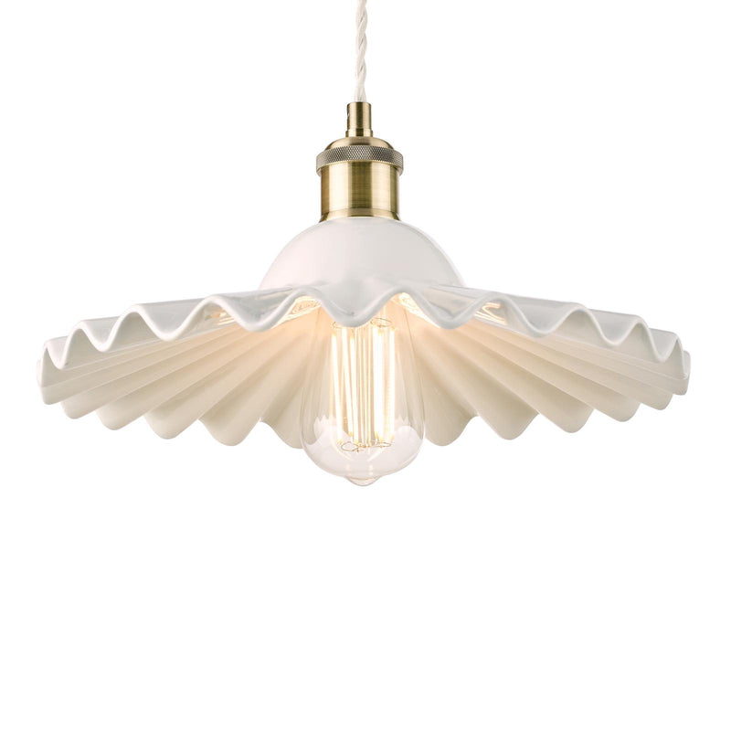 Laura Ashley Beca Large Pendant White Ceramic Antique Brass  • LA3756098-Q