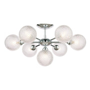 Chandelier with glass globe lights on a white background