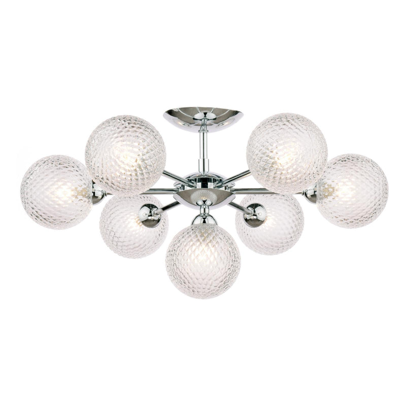 Chandelier with glass globe lights on a white background