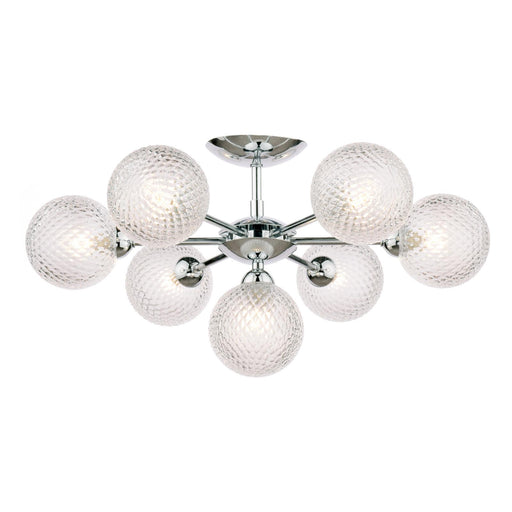 Chandelier with glass globe lights on a white background