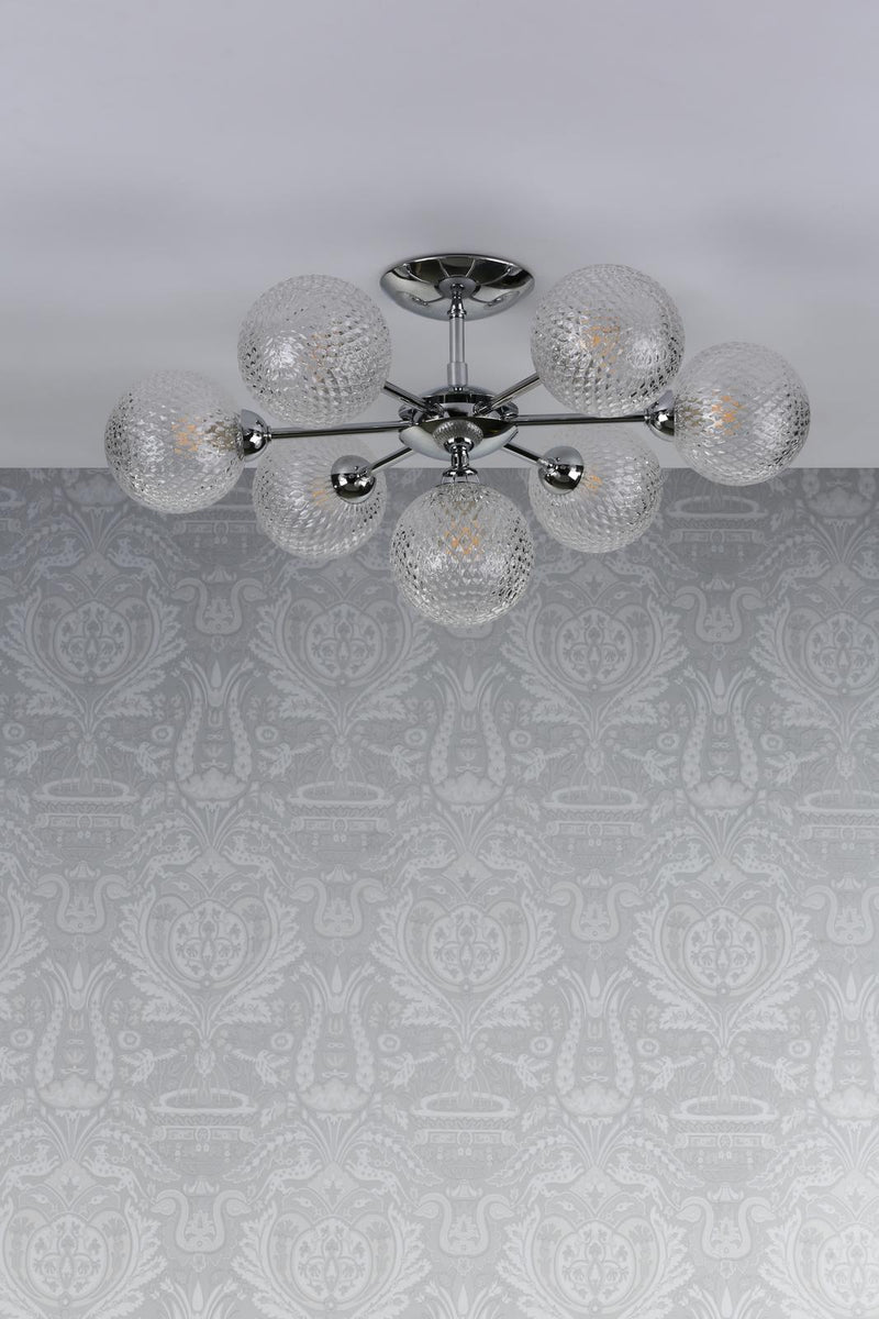 Laura Ashley Atherton 7lt Semi Flush Polished Chrome Glass  • LA3756108-Q