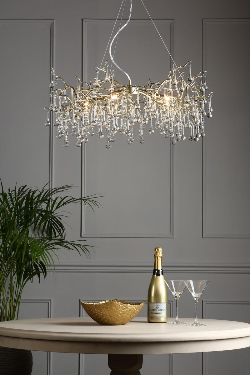 Laura Ashley Willow 5lt Pendant Satin Champagne Crystal  • LA3756144-Q
