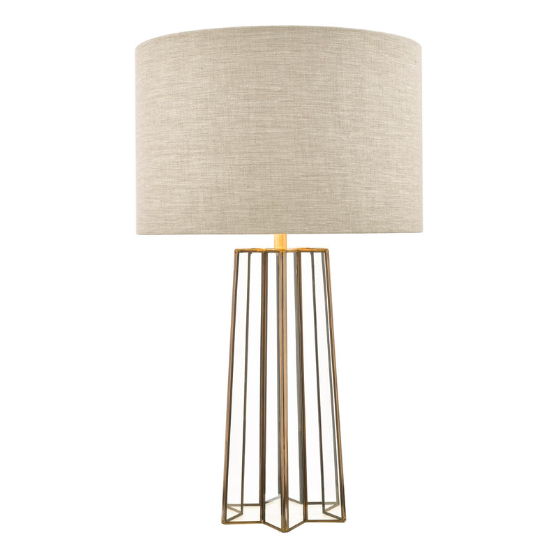 Laura Ashley Star Table Lamp Antique Brass and Glass With Shade • LA3756156-Q