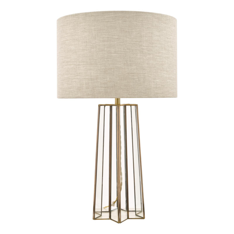 Laura Ashley Star Table Lamp Antique Brass and Glass With Shade • LA3756156-Q