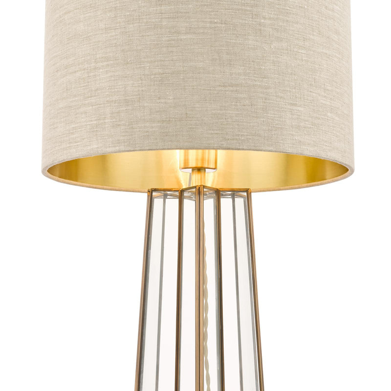 Laura Ashley Star Table Lamp Antique Brass and Glass With Shade • LA3756156-Q