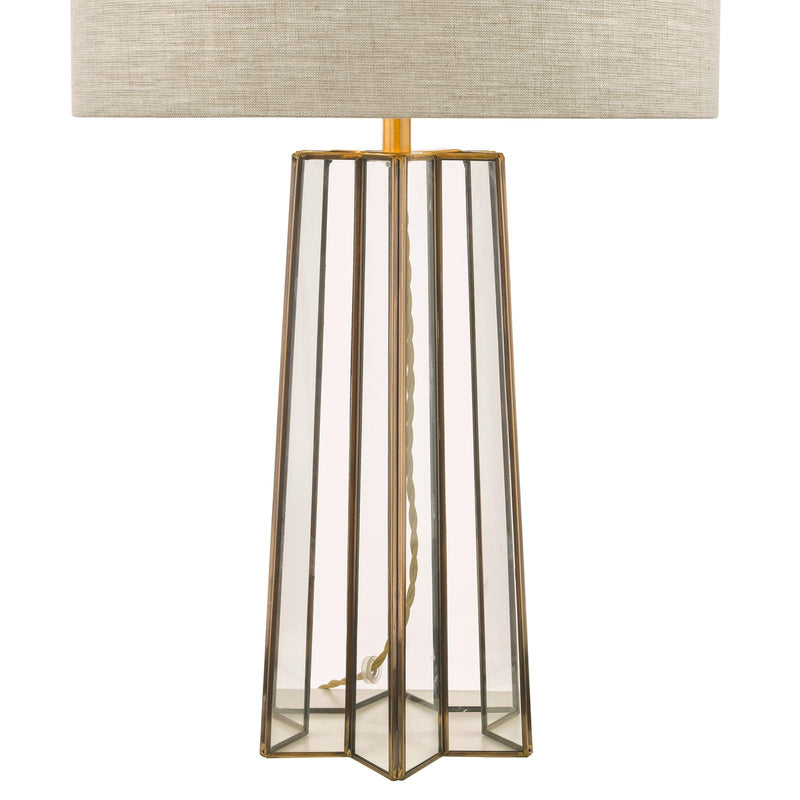 Laura Ashley Star Table Lamp Antique Brass and Glass With Shade • LA3756156-Q