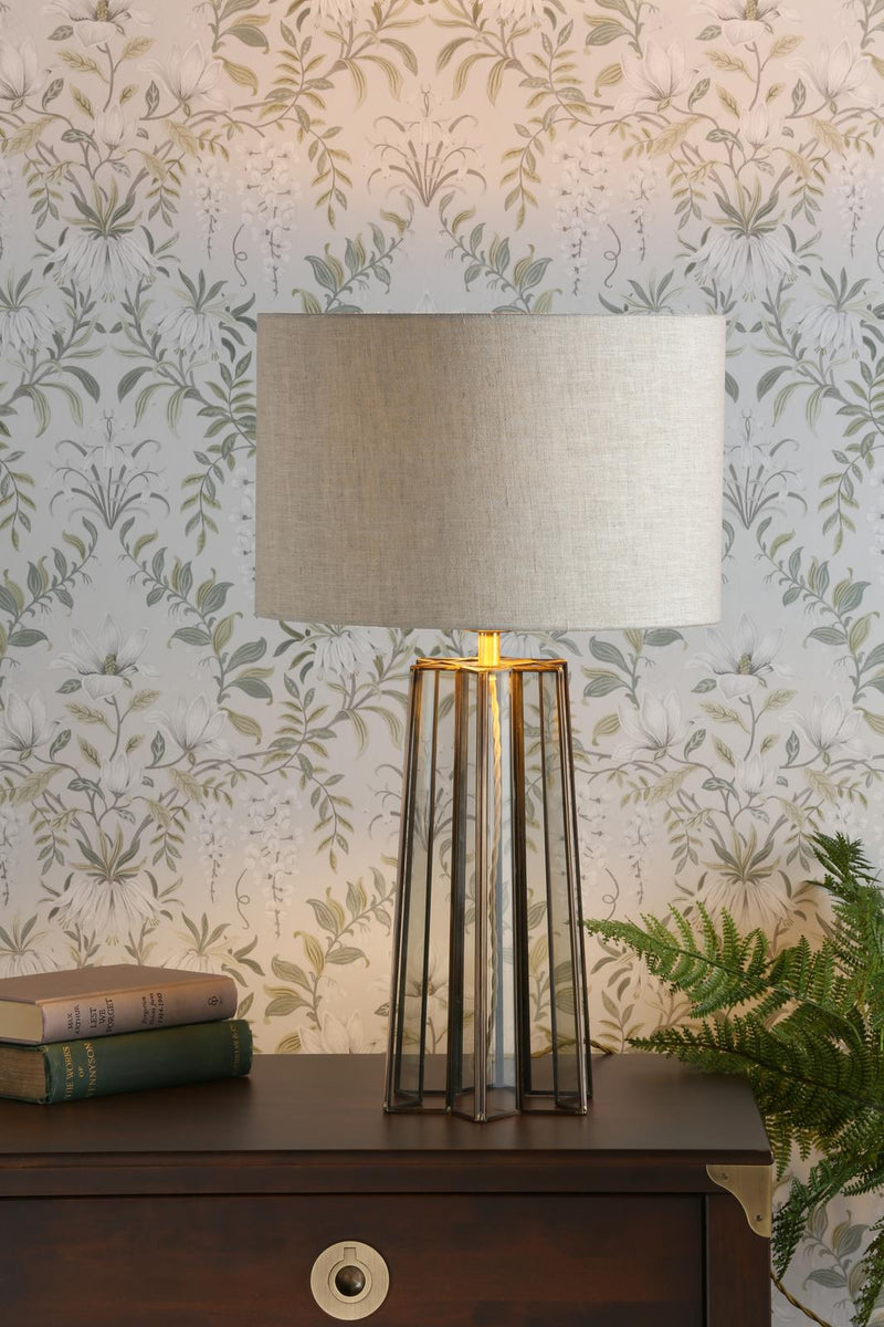 Laura Ashley Star Table Lamp Antique Brass and Glass With Shade • LA3756156-Q