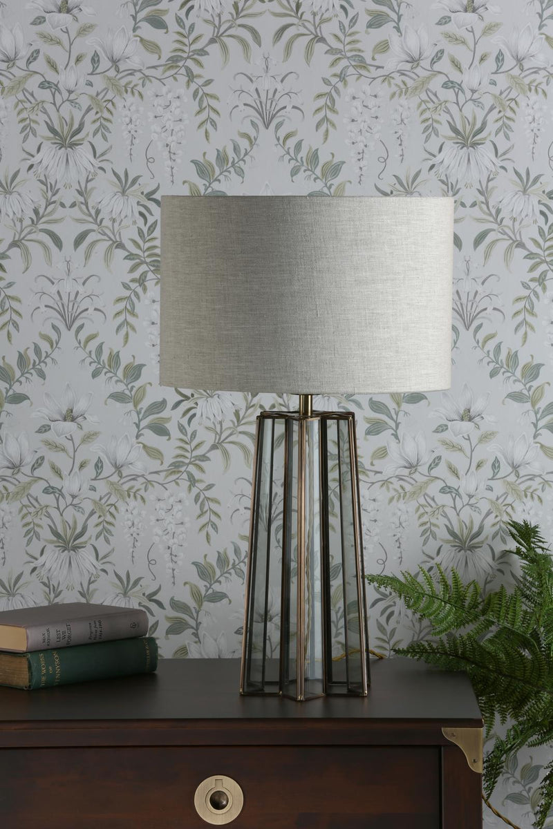 Laura Ashley Star Table Lamp Antique Brass and Glass With Shade • LA3756156-Q