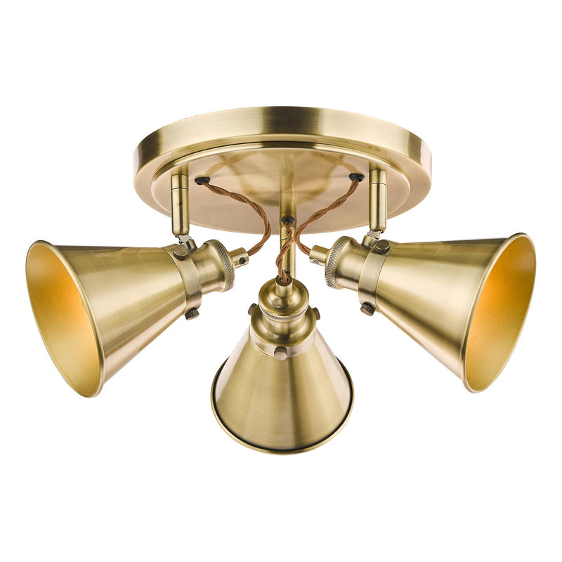 Laura Ashley Rufus 3lt Plate Spotlight Antique Brass  • LA3756157-Q