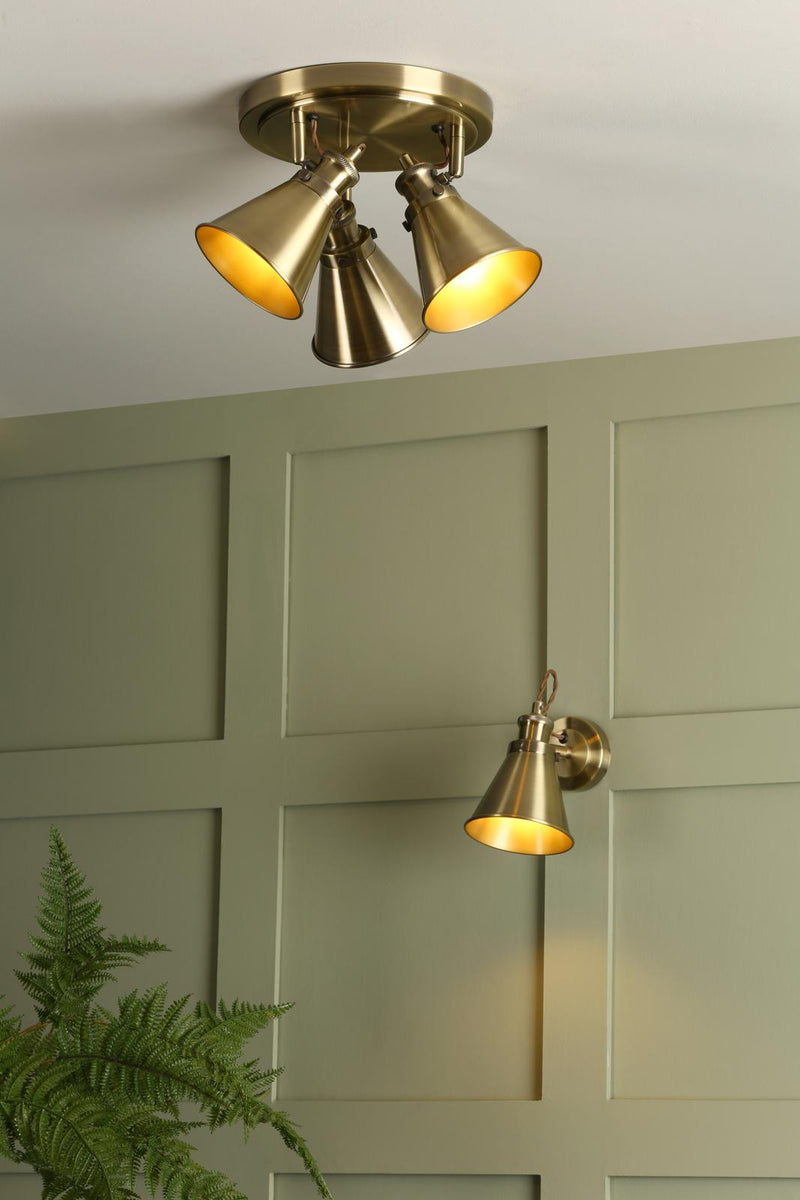 Laura Ashley Rufus 3lt Plate Spotlight Antique Brass  • LA3756157-Q