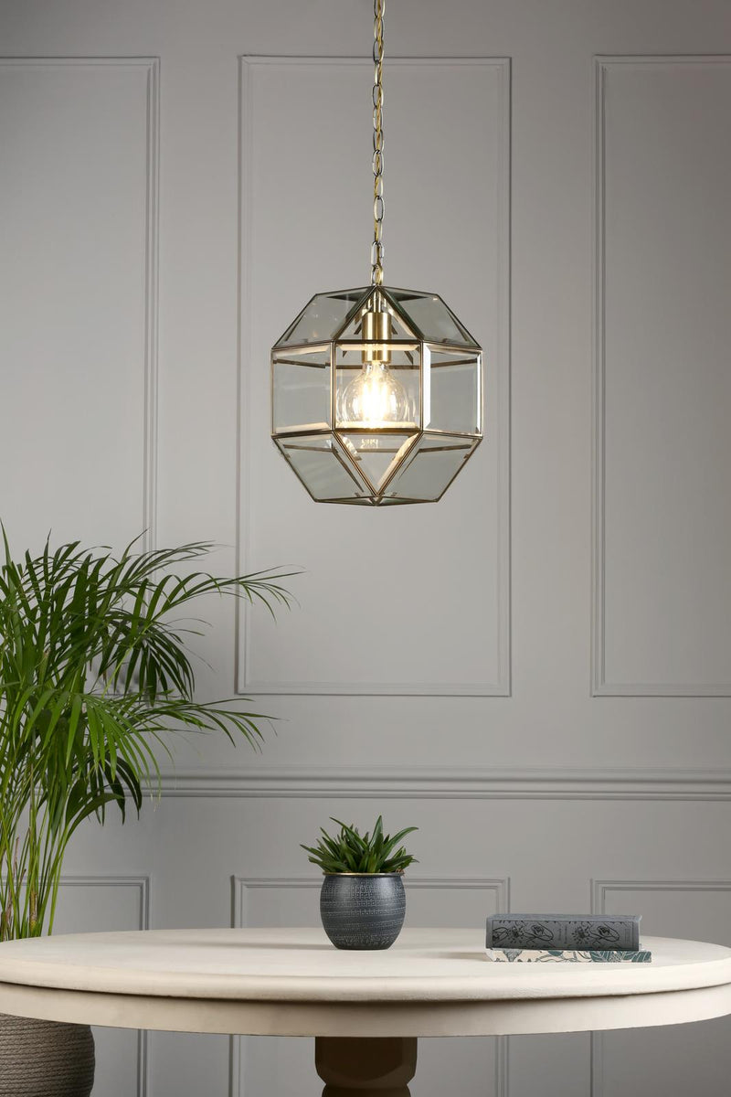 Laura Ashley Blackwell Pendant Antique Brass Glass  • LA3756159-Q