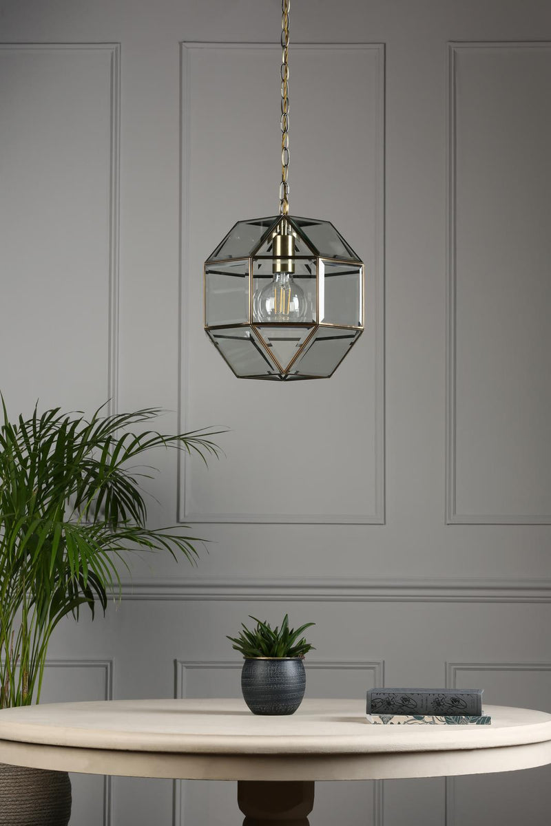 Laura Ashley Blackwell Pendant Antique Brass Glass  • LA3756159-Q