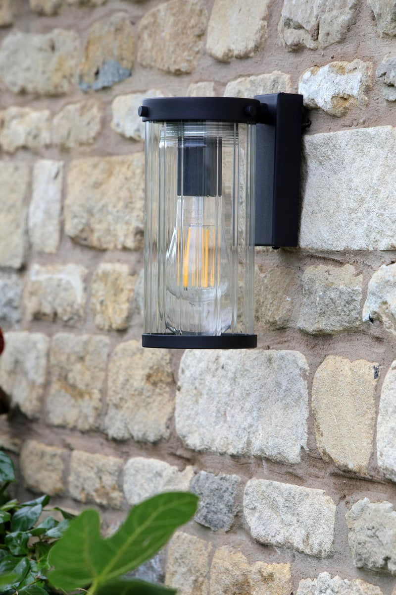 Laura Ashley Arthur Outdoor Wall Light Matt Black Glass IP44 • LA3756165-Q