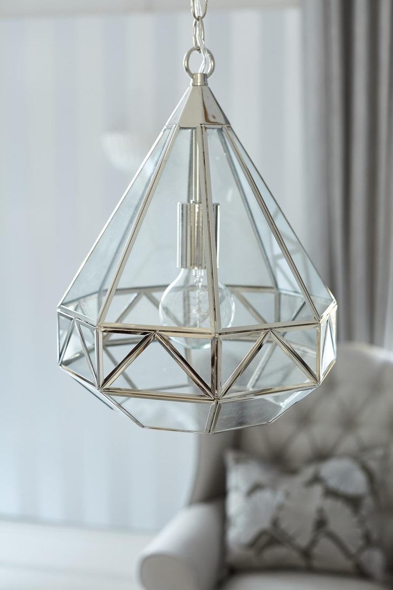 Laura Ashley Zaria Pendant Polished Silver Glass • LA3756169-Q