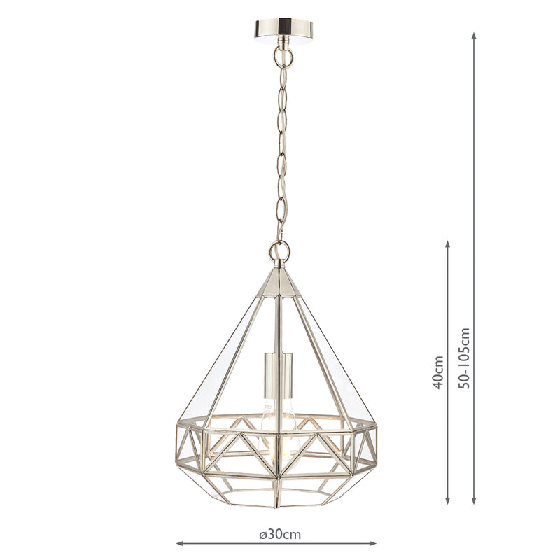 Laura Ashley Zaria Pendant Polished Silver Glass • LA3756169-Q
