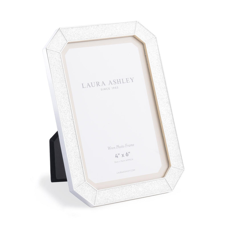 Laura Ashley Wren Photo Frame Glitter Silver Plated 4" x 6" • LA3756176-Q
