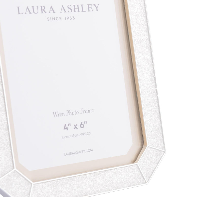 Laura Ashley Wren Photo Frame Glitter Silver Plated 4" x 6" • LA3756176-Q