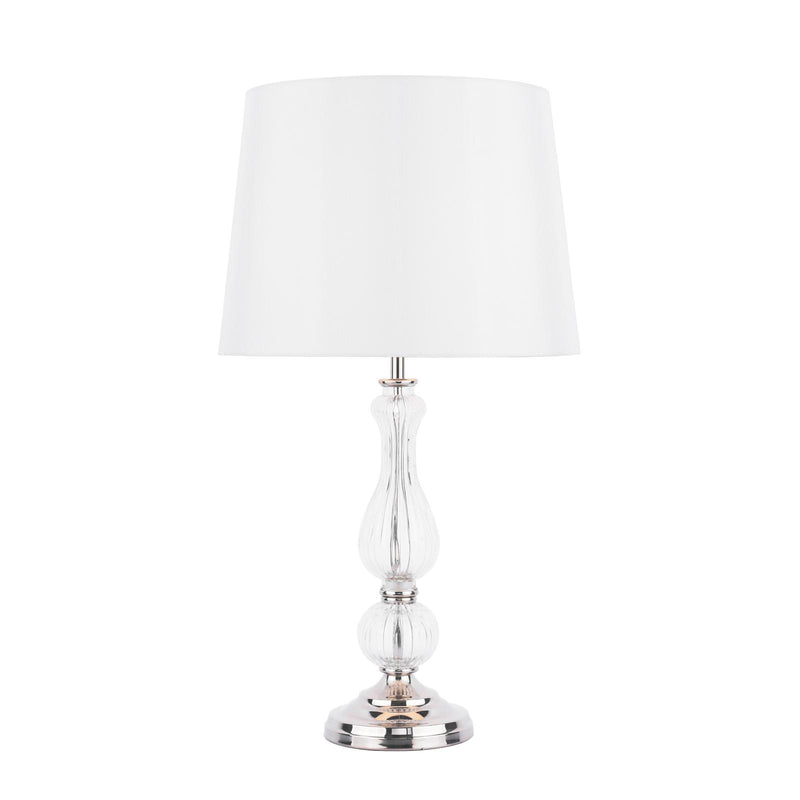 Laura Ashley Bradshaw Table Lamp Polished Nickel and Ribbed Glass With Shade • LA3756202-Q