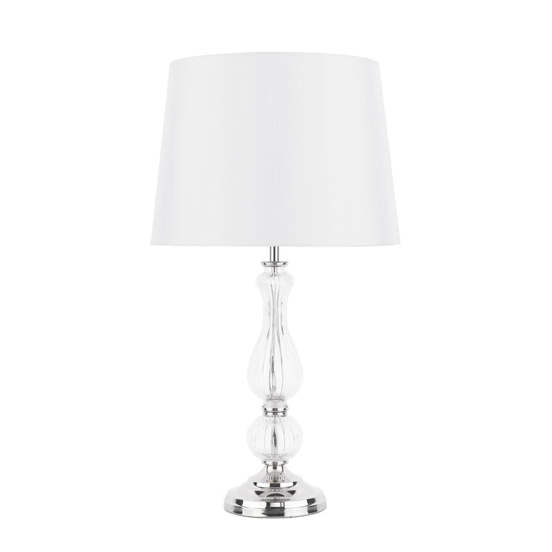 Laura Ashley Bradshaw Table Lamp Polished Nickel and Ribbed Glass With Shade • LA3756202-Q