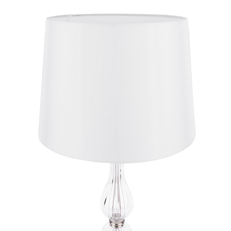 Laura Ashley Bradshaw Table Lamp Polished Nickel and Ribbed Glass With Shade • LA3756202-Q