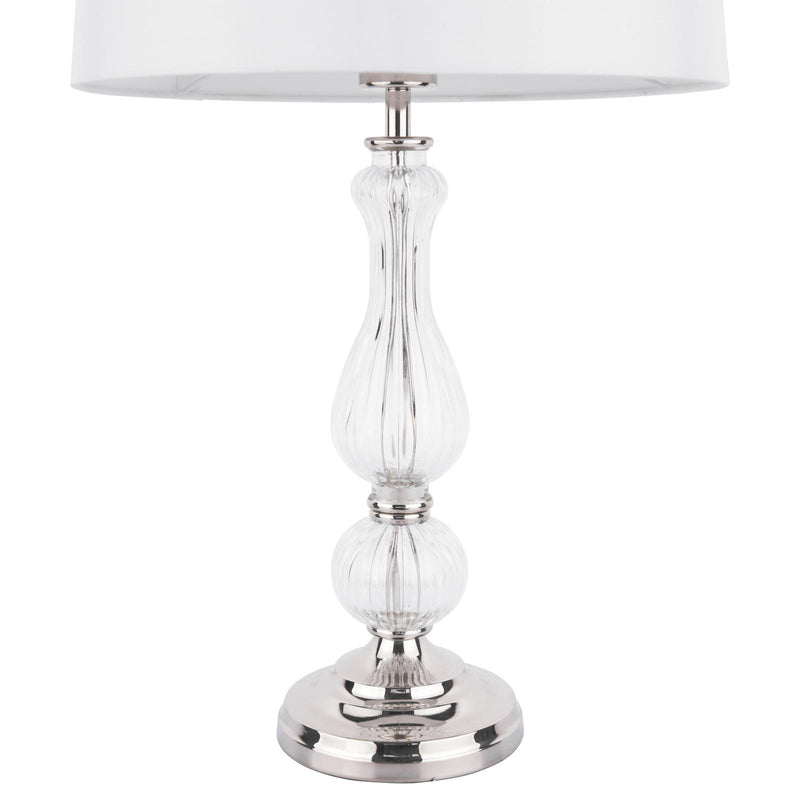 Laura Ashley Bradshaw Table Lamp Polished Nickel and Ribbed Glass With Shade • LA3756202-Q