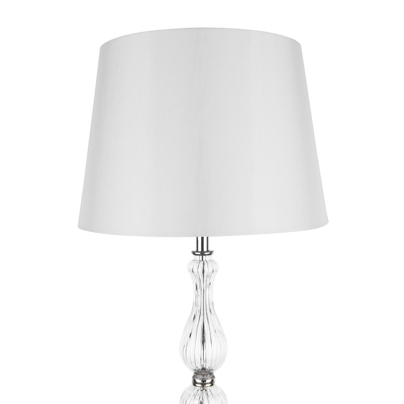 Laura Ashley Bradshaw Floor Lamp Polished Nickel and Ribbed Glass With Shade • LA3756203-Q