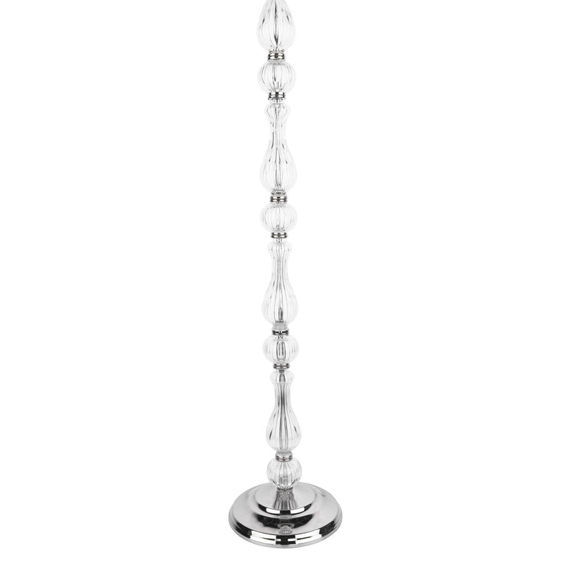 Laura Ashley Bradshaw Floor Lamp Polished Nickel and Ribbed Glass With Shade • LA3756203-Q