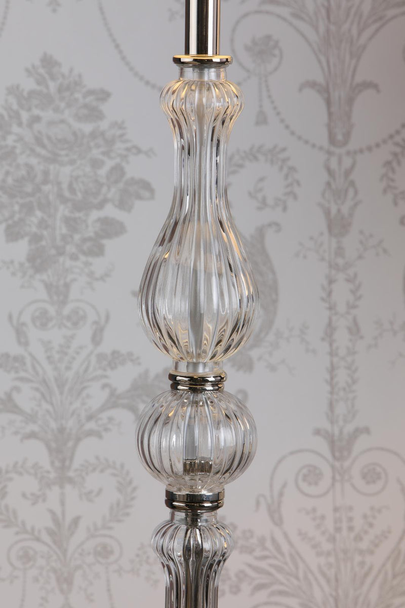 Laura Ashley Bradshaw Floor Lamp Polished Nickel and Ribbed Glass With Shade • LA3756203-Q