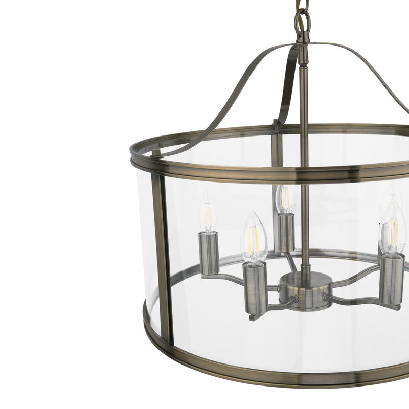 Laura Ashley Harrington 5 Light Pendant Antique Brass & Glass  • LA3756204-Q