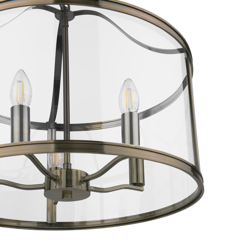 Laura Ashley Harrington 5 Light Pendant Antique Brass & Glass  • LA3756204-Q