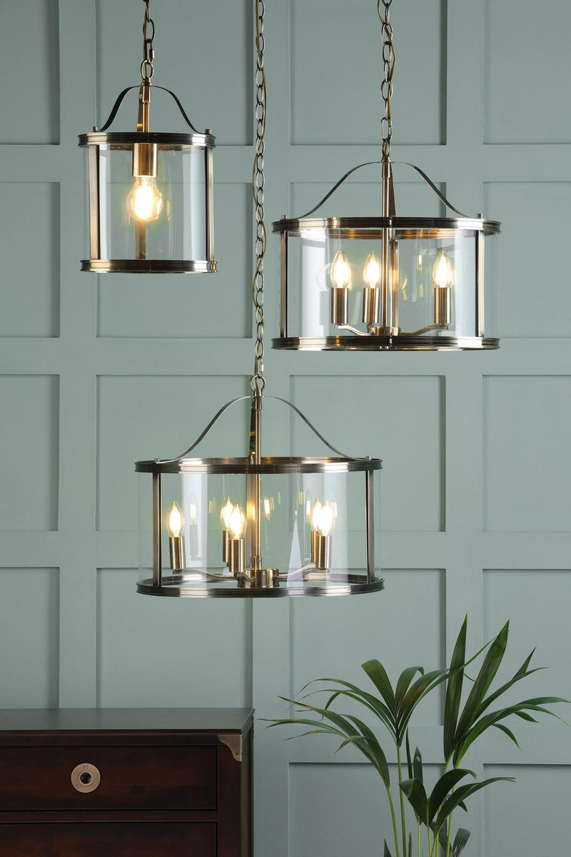 Laura Ashley Harrington 5 Light Pendant Antique Brass & Glass  • LA3756204-Q