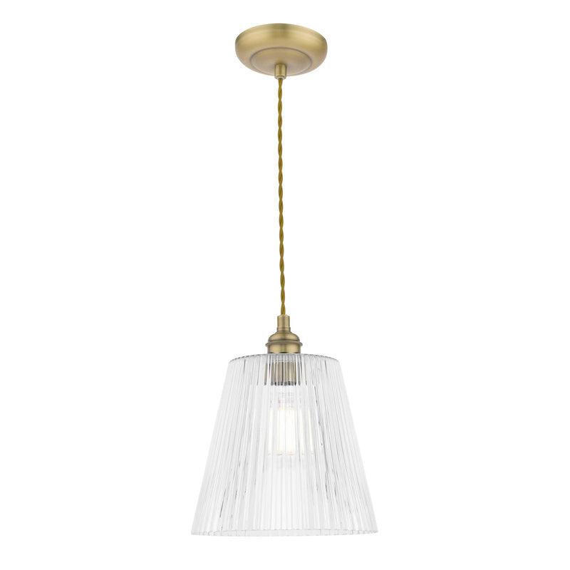Laura Ashley Callaghan Grand Pendant Antique Brass & Ribbed Glass  • LA3756205-Q