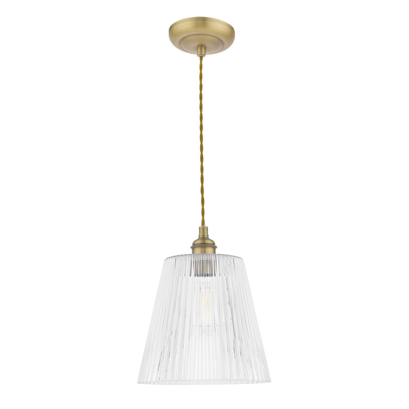 Laura Ashley Callaghan Grand Pendant Antique Brass & Ribbed Glass  • LA3756205-Q