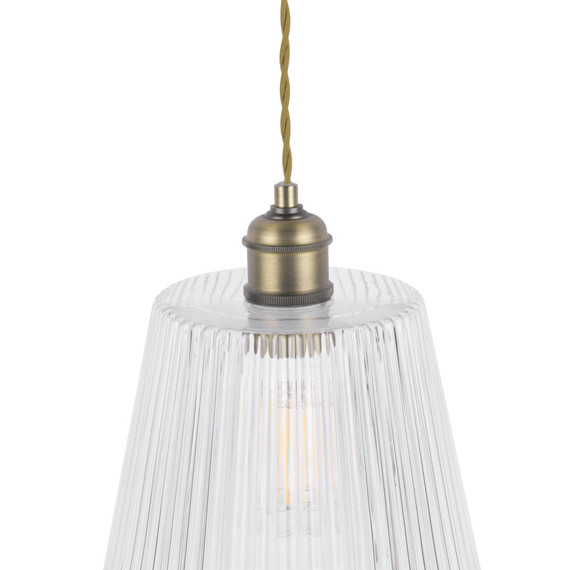 Laura Ashley Callaghan Grand Pendant Antique Brass & Ribbed Glass  • LA3756205-Q
