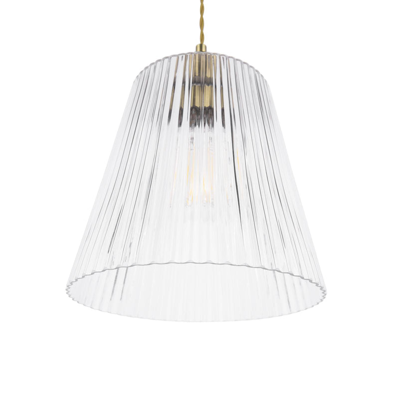 Laura Ashley Callaghan Grand Pendant Antique Brass & Ribbed Glass  • LA3756205-Q