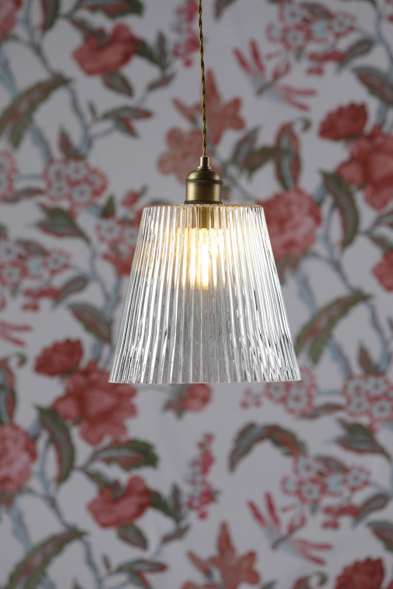 Laura Ashley Callaghan Grand Pendant Antique Brass & Ribbed Glass  • LA3756205-Q