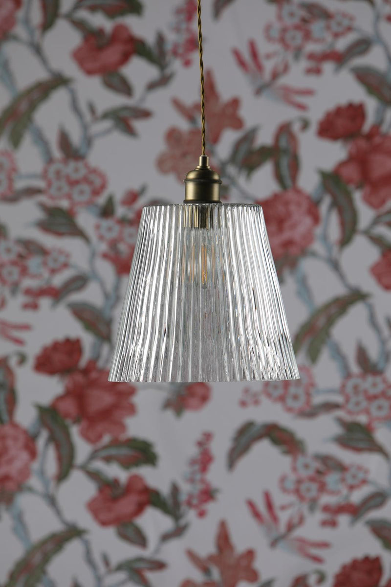Laura Ashley Callaghan Grand Pendant Antique Brass & Ribbed Glass  • LA3756205-Q