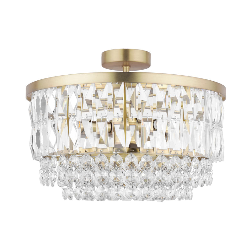 Laura Ashley Rhosill 3 Light Semi-Flush Crystal and Matt Antique Brass • LA3756206-Q