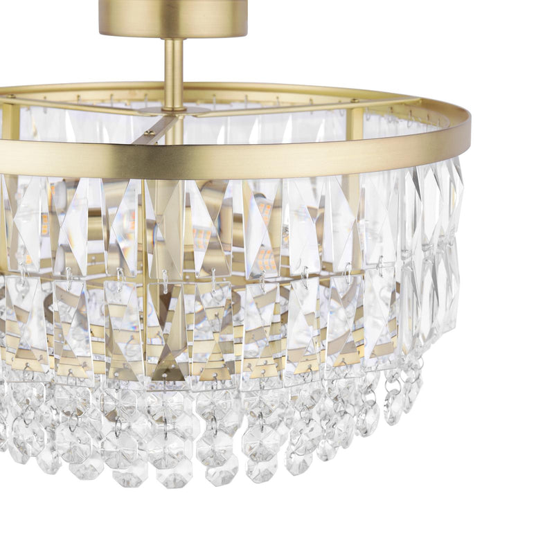 Laura Ashley Rhosill 3 Light Semi-Flush Crystal and Matt Antique Brass • LA3756206-Q