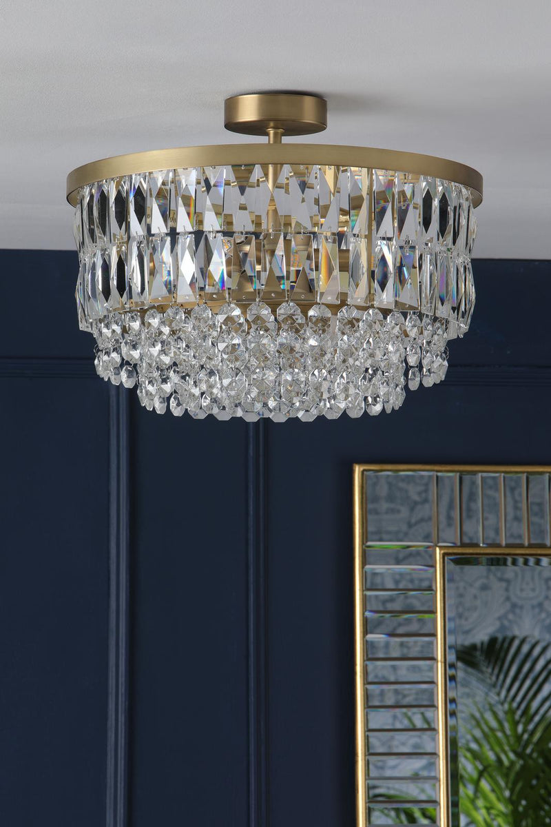 Laura Ashley Rhosill 3 Light Semi-Flush Crystal and Matt Antique Brass • LA3756206-Q