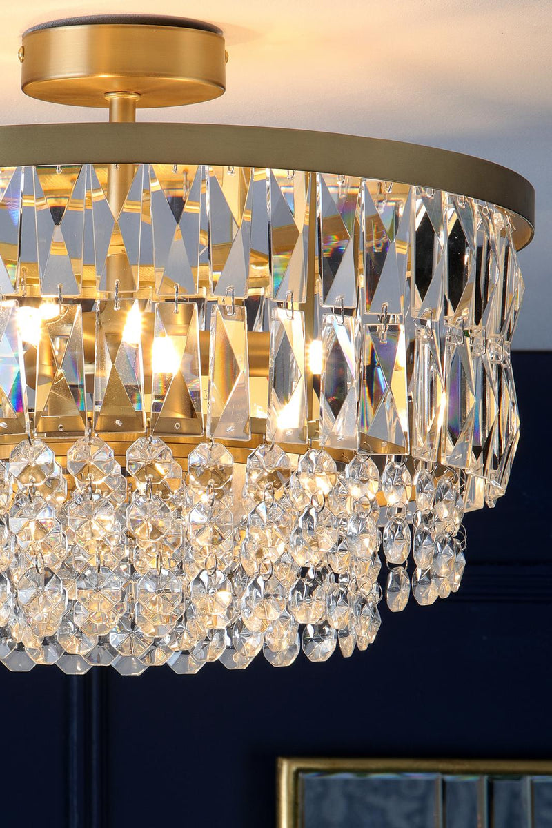 Laura Ashley Rhosill 3 Light Semi-Flush Crystal and Matt Antique Brass • LA3756206-Q