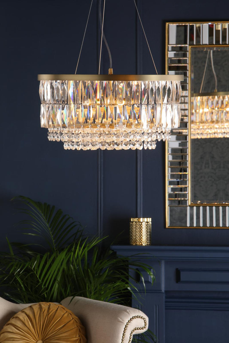 Laura Ashley Rhosill 4 Light Pendant Crystal and Matt Antique Brass • LA3756207-Q